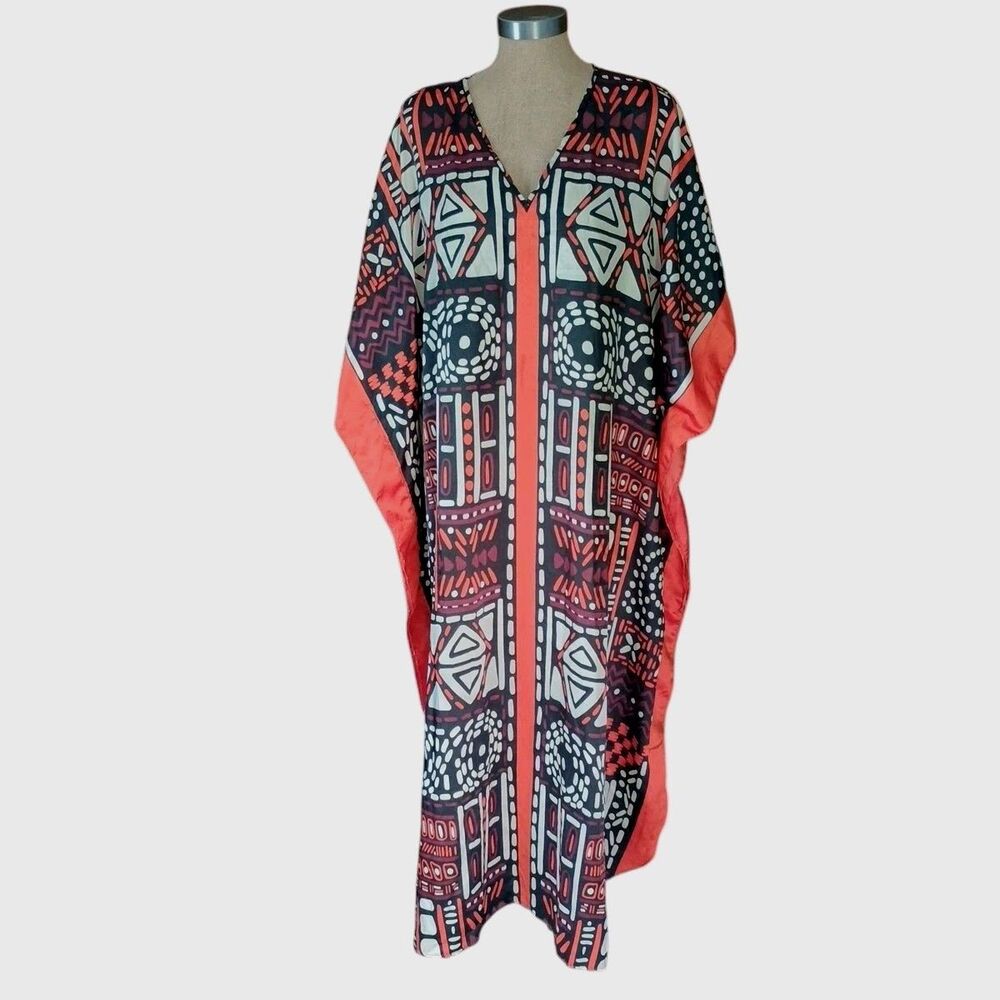 Vintage Winlar Kaftan Caftan Dress – One Size Colorful Art Print Muumuu